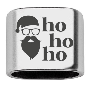 Spacer with engraving "HO HO HO", 20 x 24 mm, silver-plated, suitable for 10 mm sail rope