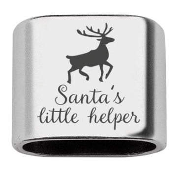 Spacer with engraving "Santas's little helper", 20 x 24 mm, silver-plated, suitable for 10 mm sail rope