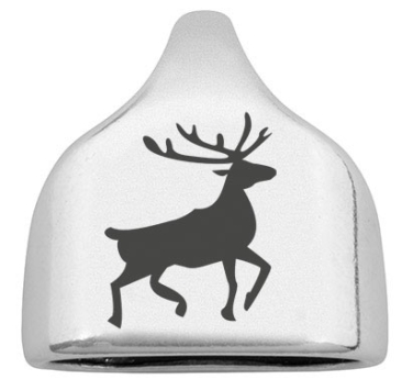 End cap with engraving "Elk", 22.5 x 23 mm, silver-plated, suitable for 10 mm sail rope