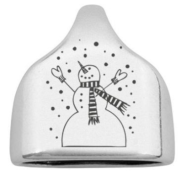 End cap with engraving "Snowman", 22.5 x 23 mm, silver-plated, suitable for 10 mm sail rope