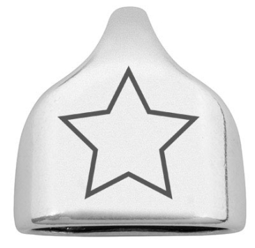 End cap with engraving "Star", 22.5 x 23 mm, silver-plated, suitable for 10 mm sail rope