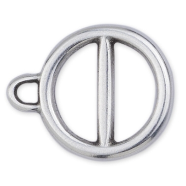 Toggle clasp only eyelet for size-adjustable jewellery, 12.5 x 15.5 mm, silver-plated