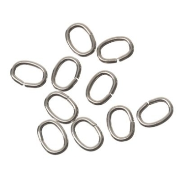 Binding rings oval open 8,5 mm, silver coloured, 10 pcs.