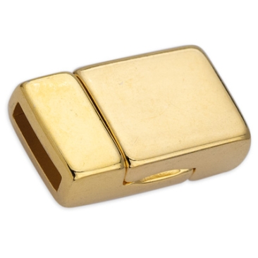 Magnetic clasp square with rounded edges for 10 mm wide ribbons, 23 x 14 mm, gold-plated