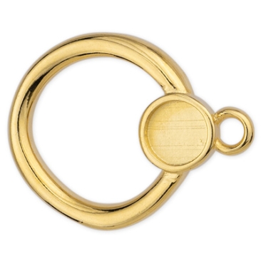Toggle clasp only eyelet, with setting for 6 mm cabochons, 19 x 24 mm, gold plated