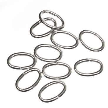 Binding rings oval, open 12 mm, silver-coloured, 10 pcs.
