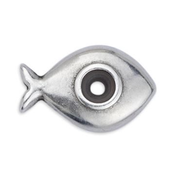 Sliding clasp fish, inner diameter 1.5 mm, silver-plated