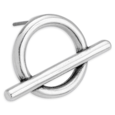 Earring toggle clasp with titanium pin, silver plated