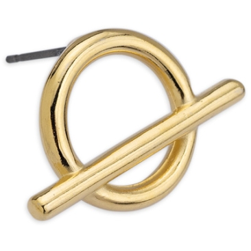 Earring toggle clasp with titanium pin, gold plated
