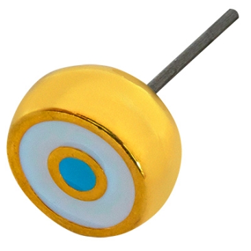 Earring eye motif enamelled, with titanium pin, gold-plated Deco