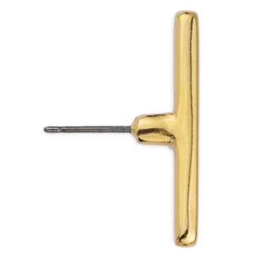 Earring bar for toggle clasp, with titanium pin, gold plated