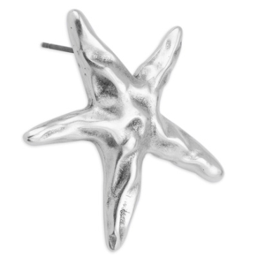 Earring starfish, with titanium pin, silver plated