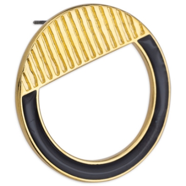 Earring circle with stripes and enamelled base, gold-plated