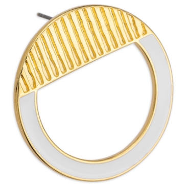Ohrring Kreis mit Streifen und emailliertem Unterteil, vergoldet
