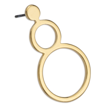 Earring with two circles, with titanium pin, gold plated