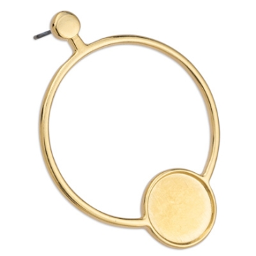 Ohrring Kreis mit Fassung für 12 mm Cabochons, mit Titanstift, vergoldet