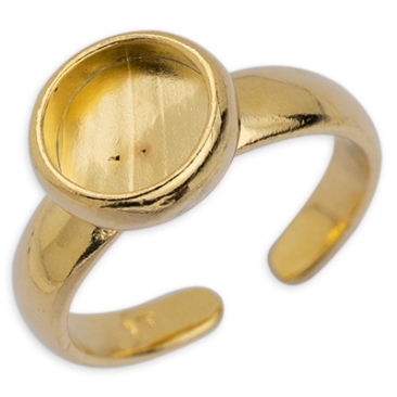 Ring, binnendiameter 17 mm, met zetting voor 8 mm cabochons, verguld