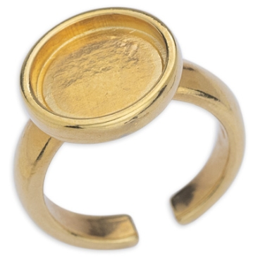 Ring, binnendiameter 17 mm, met zetting voor cabochons 12 mm, verguld