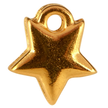 Ear stud star, gold plated, with titanium pin, 13 x 8.0 mm