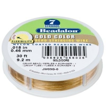 Beadalon 7 Strand, 0.46 mm, 9.2 m, colour: metallic gold, jewellery wire