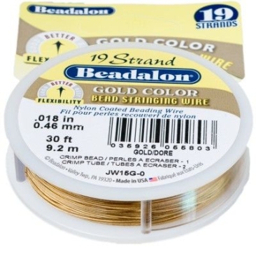 Beadalon 19 streng, 0,46 mm, 9,2 m, kleur goud metallic, juwelendraad