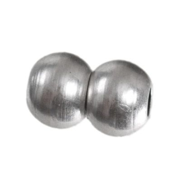 Magnetic clasp, double ball, inner diameter 2 mm, silver-plated