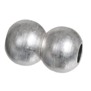 Magnetic clasp, double ball, inner diameter 4 mm, silver-plated