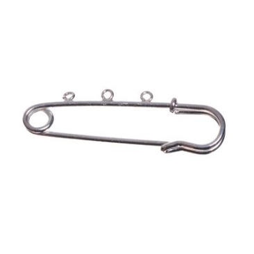 Brooch pin, 64 x 19 mm, 4 eyelets, silver-plated