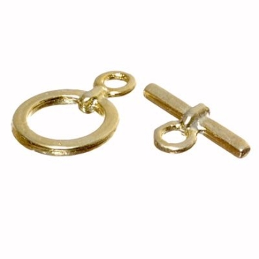 Toggle clasp, round, approx. 19 x 13 mm, gold-plated