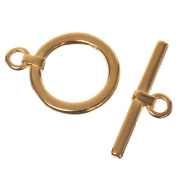 Toggle clasp, round, approx. 29 x 23 mm, gold-plated