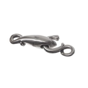 Hook clasp fish, 40 x 13 mm, silver-plated