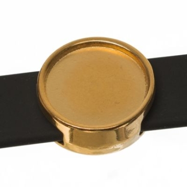 Perle coulissante / Slider avec monture pour cabochons 12 mm, 14 x 5,5 mm, doré