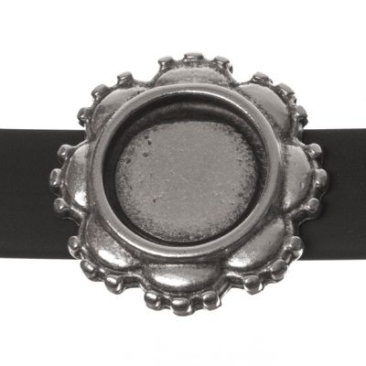 Monture Slider / Perle coulissante pour cabochons ronds 12 mm, argentée