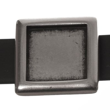 Sertissage Slider / Perle coulissante pour cabochons carrés 12 mm, argenté