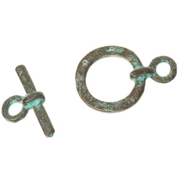 Patina toggle clasp, round, approx. 19 x 13 mm
