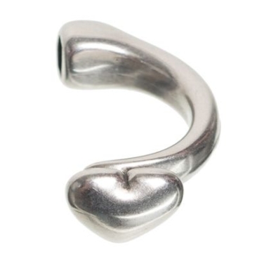 Ring rail/half ring, heart, 28 x 14 mm, silver-plated