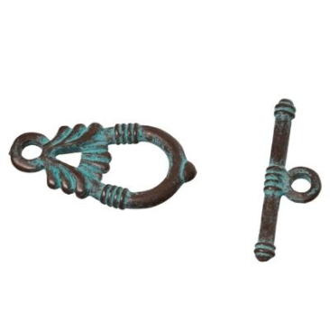 Patina toggle clasp, round, approx. 30 x 15 mm
