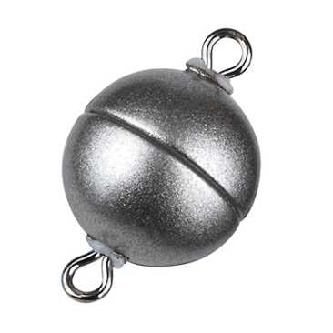 Magic Power magnetic clasp ball 8 mm, with eyelets, matt stainless steel colour