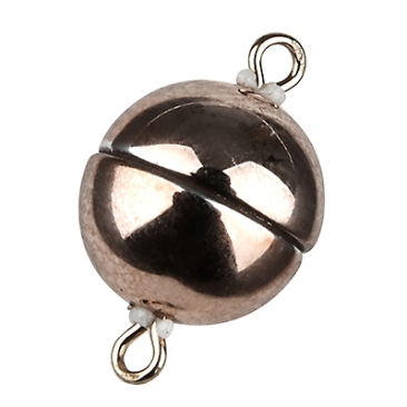 Magic Power magnetic clasp ball 8 mm, with eyelets, shiny copper colour