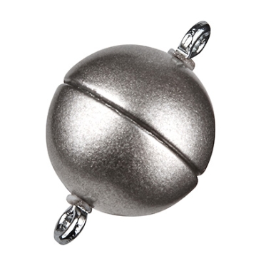 Magic Power magnetic clasp ball 10 mm, with eyelets, matt stainless steel colour