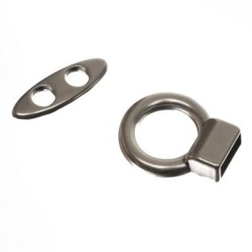 Toggle clasp for ribbons up to 5 mm, 27 mm, silver-plated