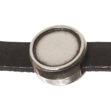 Perle coulissante / curseur avec monture pour cabochons 7 mm, 8,5 x 4,5 mm, argenté