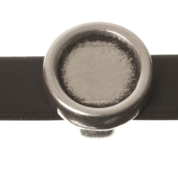 Perle coulissante / curseur avec monture pour cabochons 6 mm, 8,5 x 5,0 mm, argentée