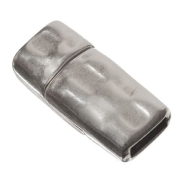 Magnetic clasp, square, for wide ribbons (5 x 2 mm), silver-plated