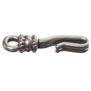 Hook clasp, 22.5 x 5 mm, silver-plated
