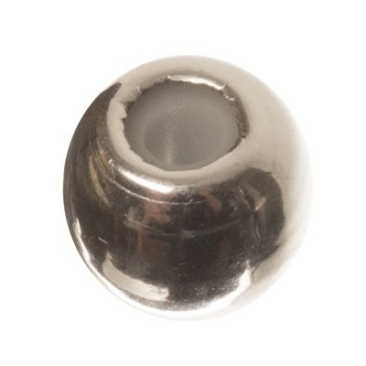 Schiebeverschluss, Kugel, 5 mm, für zwei Bänder mit je 1 mm Durchmesser, versilbert