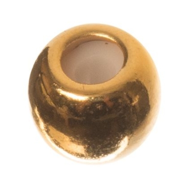 Sliding clasp, ball, 5 mm, for two ribbons with 1 mm diameter each, gold-plated