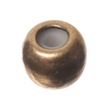 Sliding clasp, ball, 5 mm, for two ribbons with 1 mm diameter each, bronze-coloured