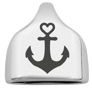End cap with engraving "Anchor", 22.5 x 23 mm, silver-plated, suitable for 10 mm sail rope