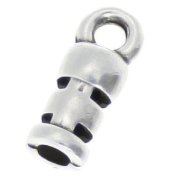 End cap to squeeze for strap 2 mm, 10 x 3 mm,silver plated